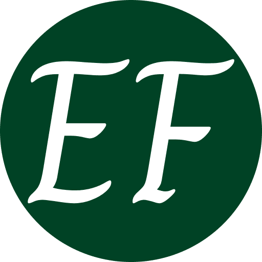 Logo EF Digital com letras EF em cor branca num fundo redondo verde escuro