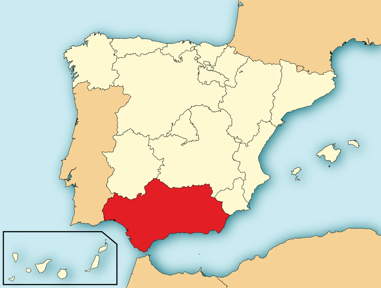 Localização da Andaluzia na Espanha